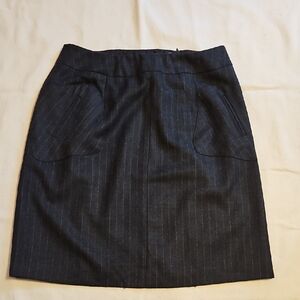Harve Benard Navy Pinstripe Pencil Skirt